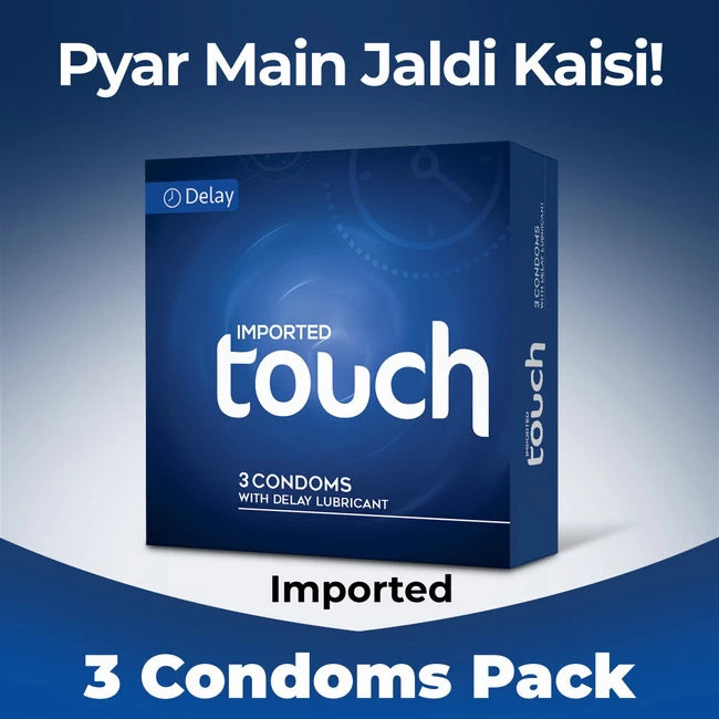 Imported Touch Premium Condoms - 3 Pack | Long-Lasting, Ribbed, Dotted & Strawberry Options | 50% OFF & Free Delivery