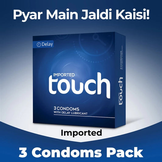 Imported Touch Premium Condoms - 3 Pack | Long-Lasting, Ribbed, Dotted & Strawberry Options | 50% OFF & Free Delivery
